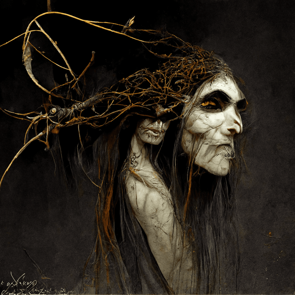 "a shadow weaver pagan" made with MidJourney