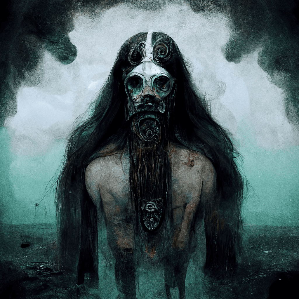 "a tormented afterlife spirit in a norse wasteland" made with MidJourney