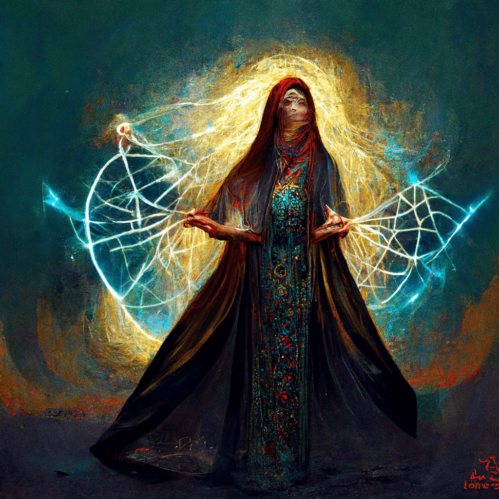 "a divine weaver of fate" made with MidJourney