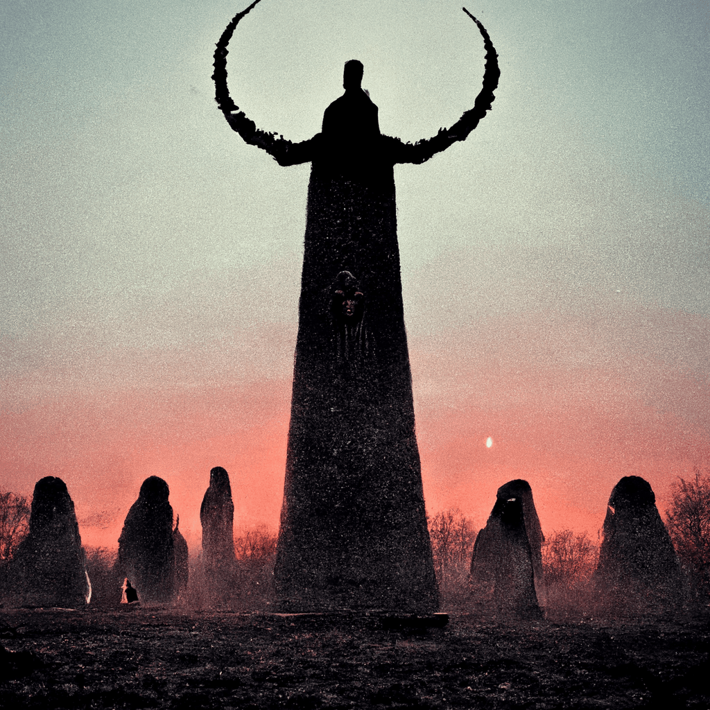 "a divine pagan monolith worship ritual" made with MidJourney