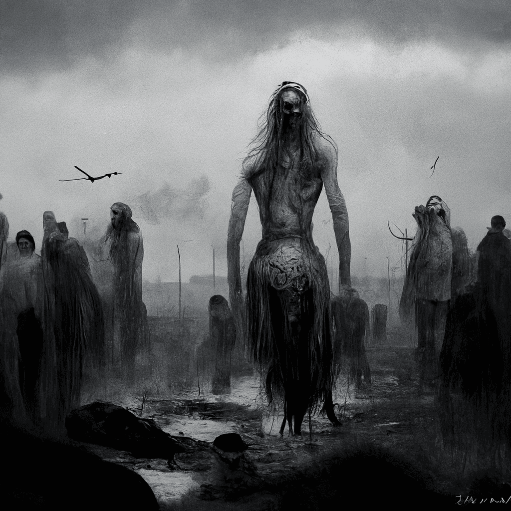 "a tormented afterlife spirit in a norse wasteland" made with MidJourney