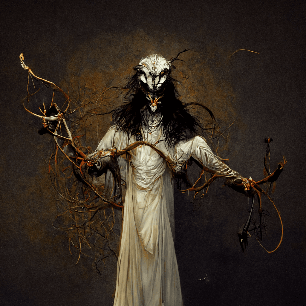 "a shadow weaver pagan" made with MidJourney