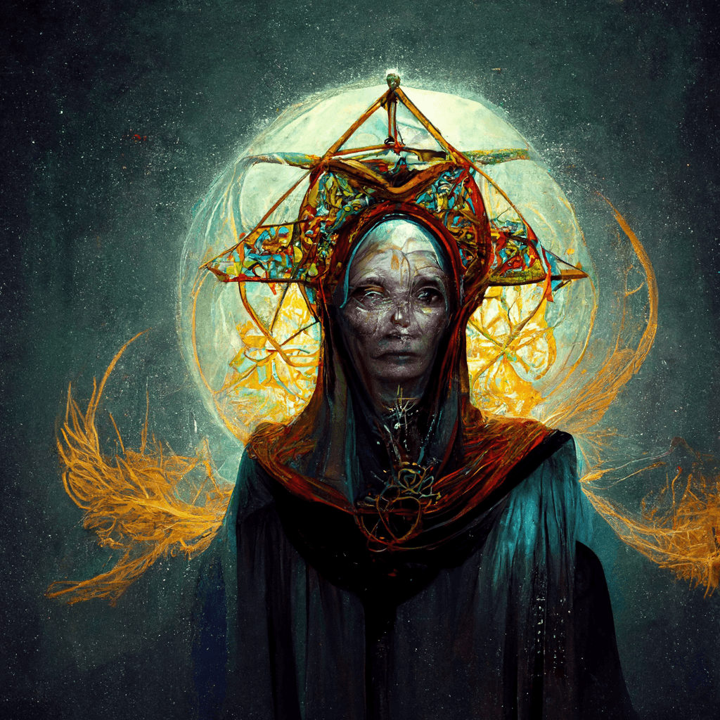 "a divine weaver of fate" made with MidJourney