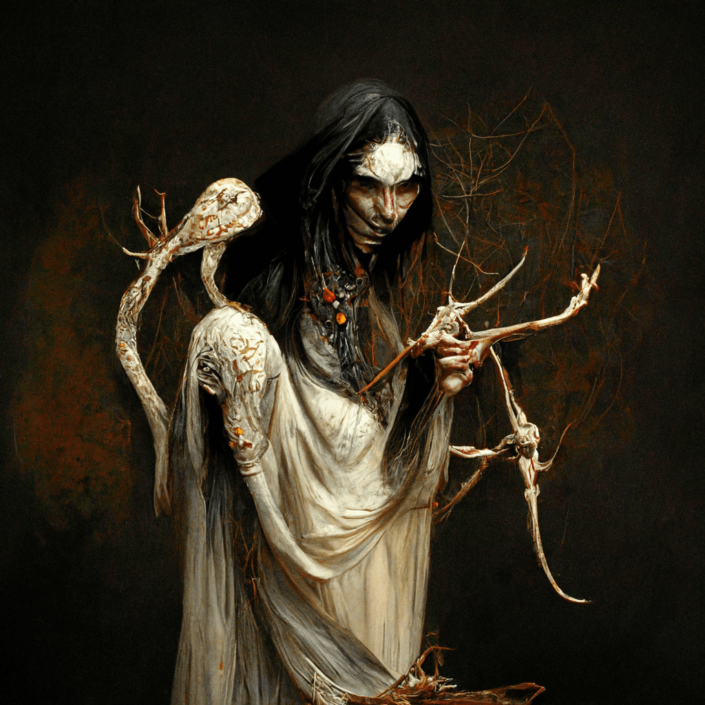 "a shadow weaver pagan" made with MidJourney