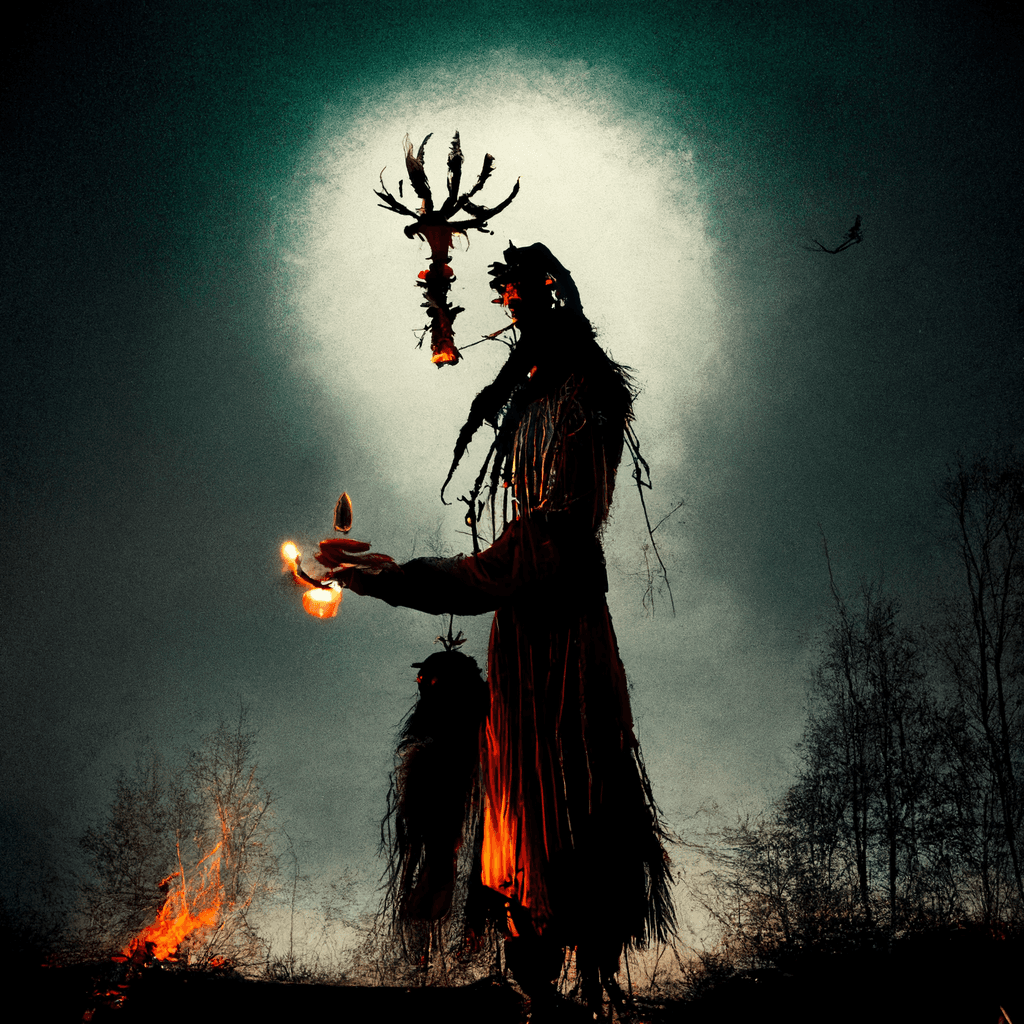 "pagan shaman spirit ritual" made with MidJourney