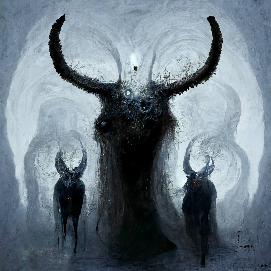 "a horned spectre" made with MidJourney
