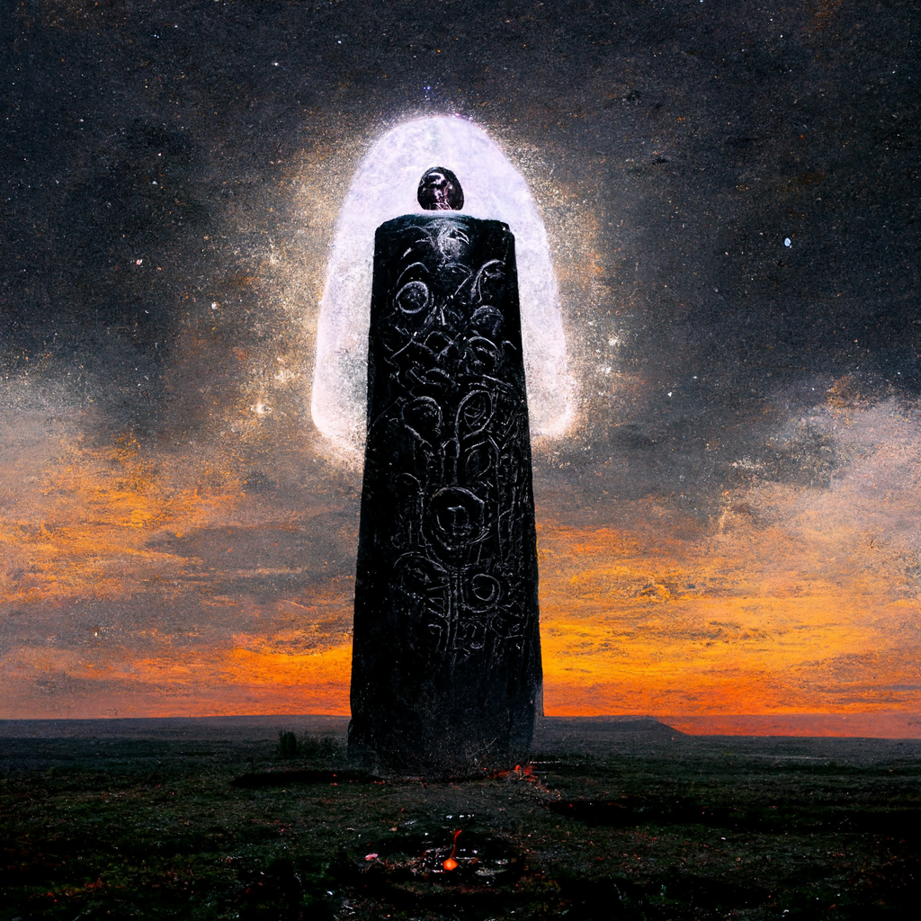 "a divine pagan monolith worship ritual" made with MidJourney