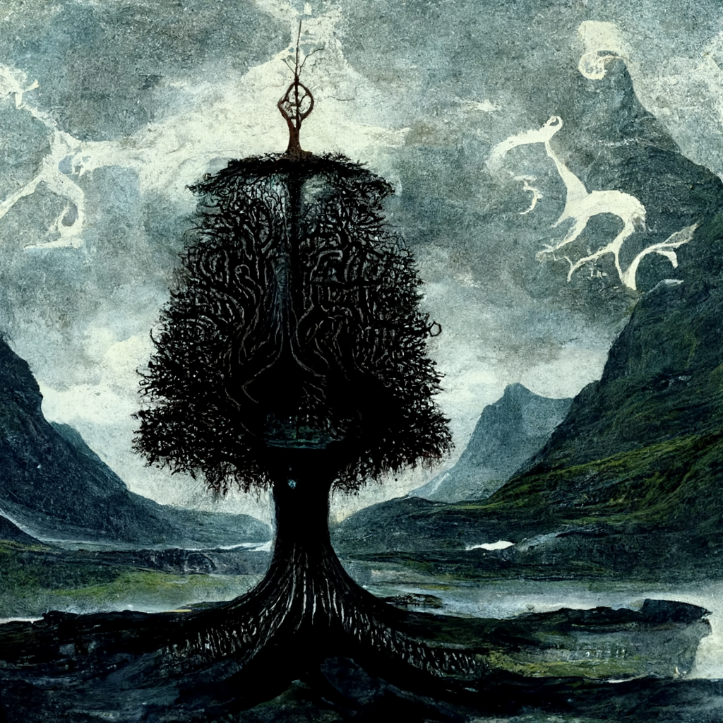 "old norse tree of fate" made with MidJourney